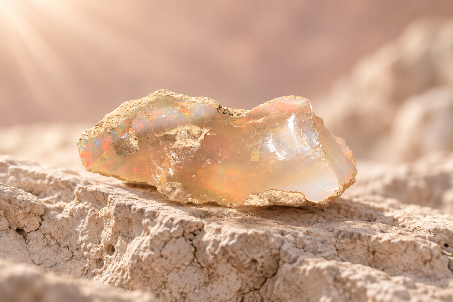 Artistic interpretation inspired by the supplied pale peach stone, on sunlit limestone